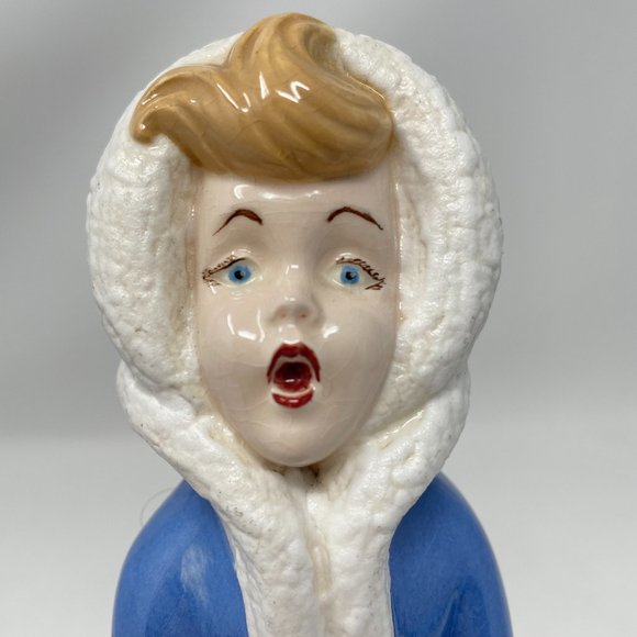 Atlantic Mold Christmas Caroler Girl Hand Paint Glazed Ceramic Vintage Figurine - Picture 2 of 9
